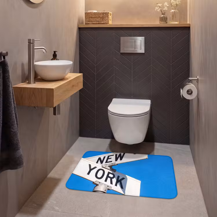 Wc Mat - New York - Straatbord - Stad - Urban - Blauw — 2