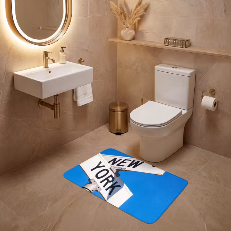 Wc Mat - New York - Straatbord - Stad - Urban - Blauw — 4