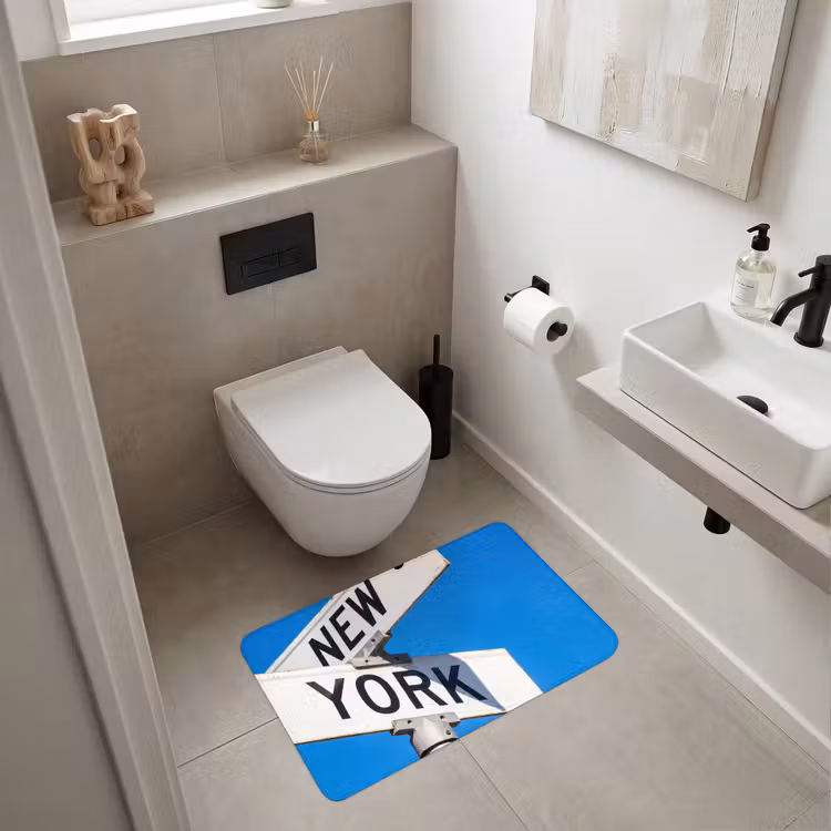 Wc Mat - New York - Straatbord - Stad - Urban - Blauw — 6