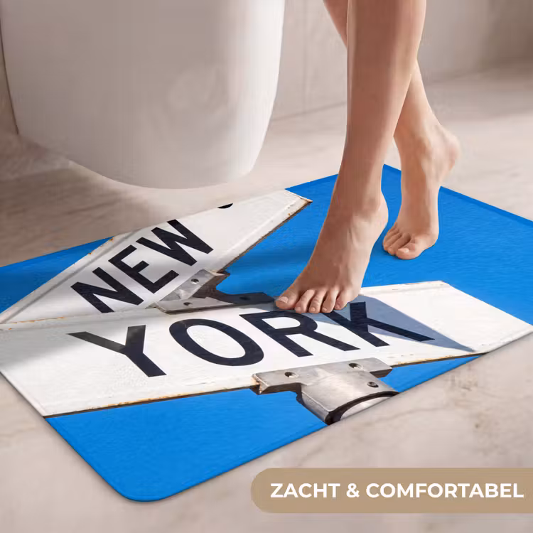 Wc Mat - New York - Straatbord - Stad - Urban - Blauw — 7