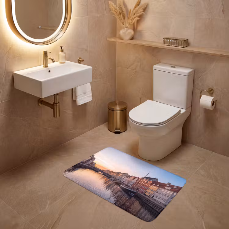 Wc Mat - Stad - Gracht - Zonsondergang - Klassiek - Kleurrijk — 4