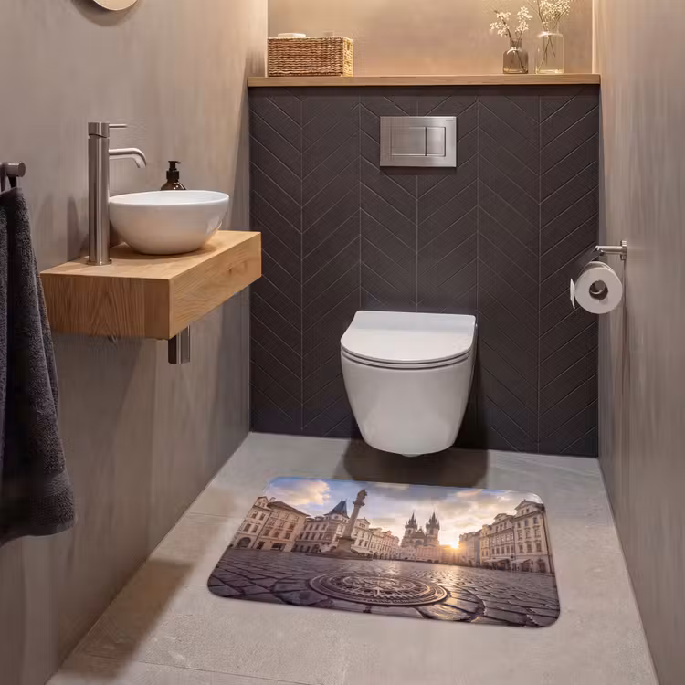 Wc Mat - Stad - Praag - Ochtend - Architectuur - Goud — 2