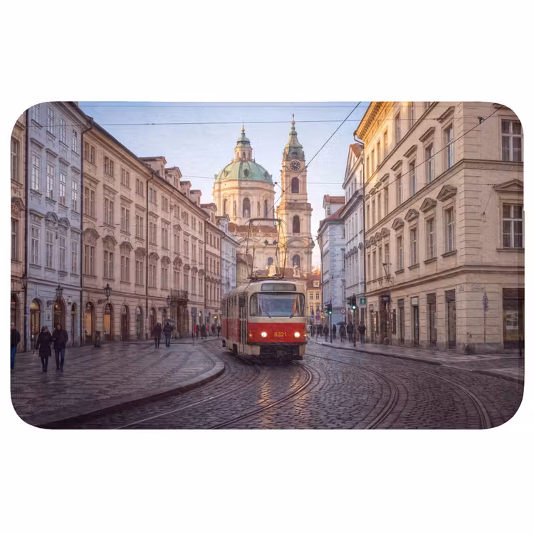 Wc Mat - Tram - Straat - Stadsgezicht - Klassiek - Rood — 1