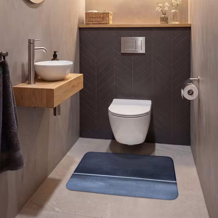Wc Mat - Abstract - Horizontale lijn - Minimalistisch - Donkerblauw - Kunst — 2
