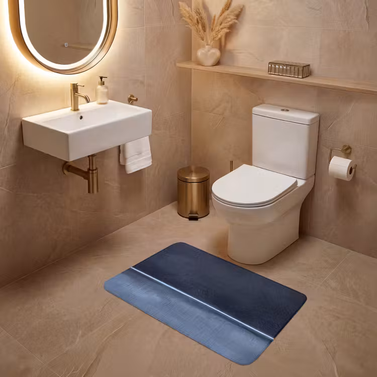 Wc Mat - Abstract - Horizontale lijn - Minimalistisch - Donkerblauw - Kunst — 4
