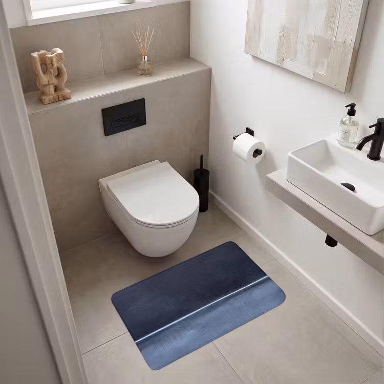 Wc Mat - Abstract - Horizontale lijn - Minimalistisch - Donkerblauw - Kunst — 6