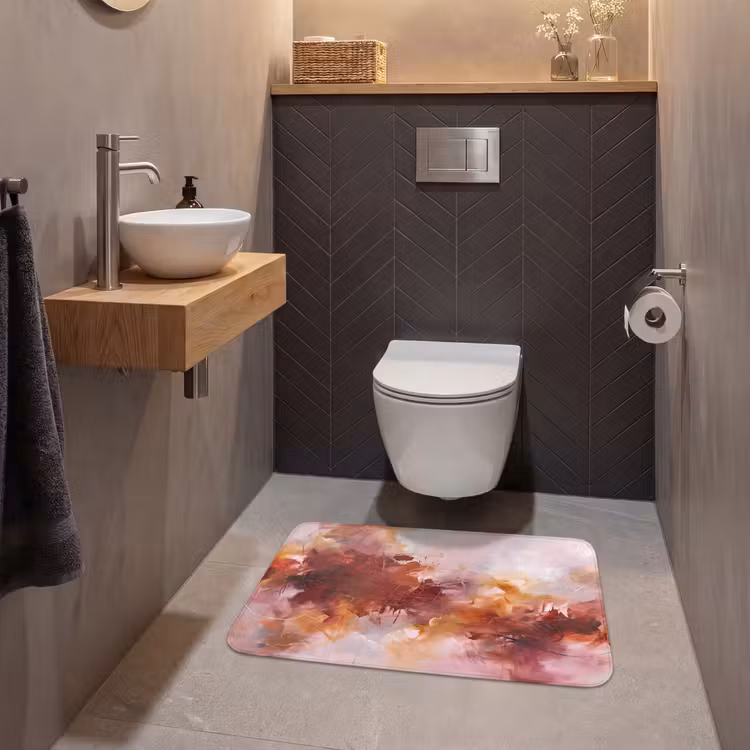 Wc Mat - Abstract - Kleurrijk - Kunst - Modern - Roze-Rood — 2