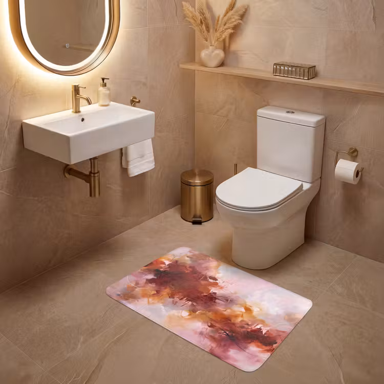 Wc Mat - Abstract - Kleurrijk - Kunst - Modern - Roze-Rood — 4