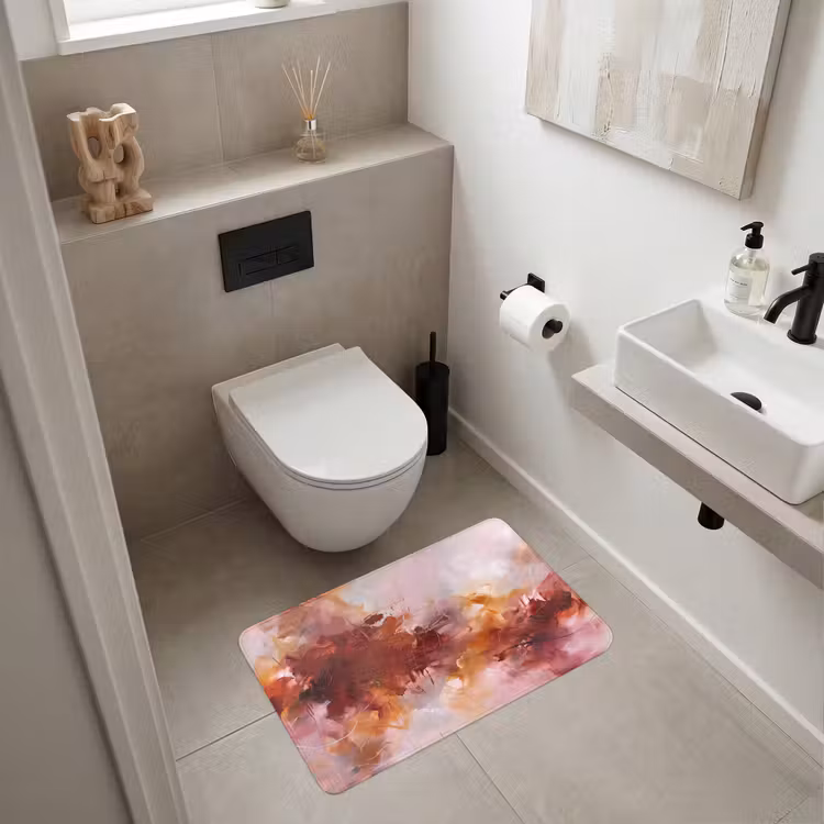 Wc Mat - Abstract - Kleurrijk - Kunst - Modern - Roze-Rood — 6