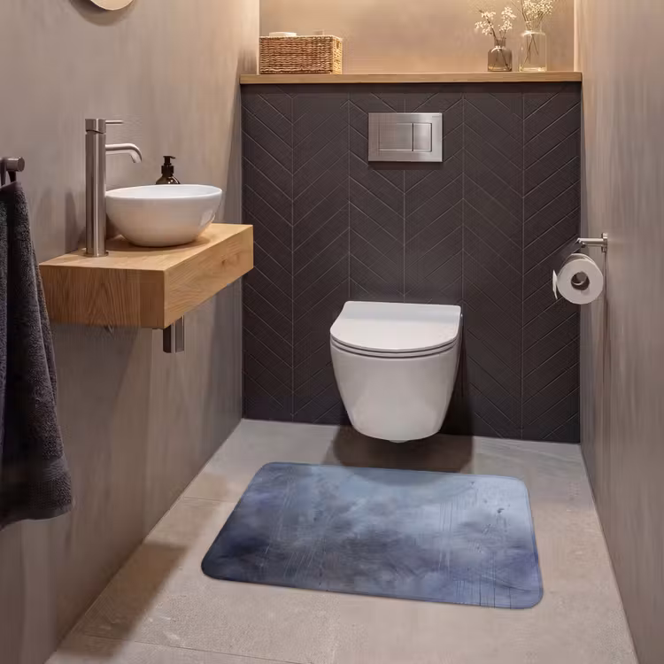 Wc Mat - Abstract - Kwaststreken - Modern - Kunst - Grijs — 2