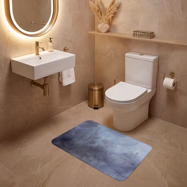 Wc Mat - Abstract - Kwaststreken - Modern - Kunst - Grijs — 4