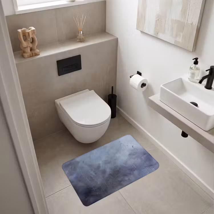 Wc Mat - Abstract - Kwaststreken - Modern - Kunst - Grijs — 6