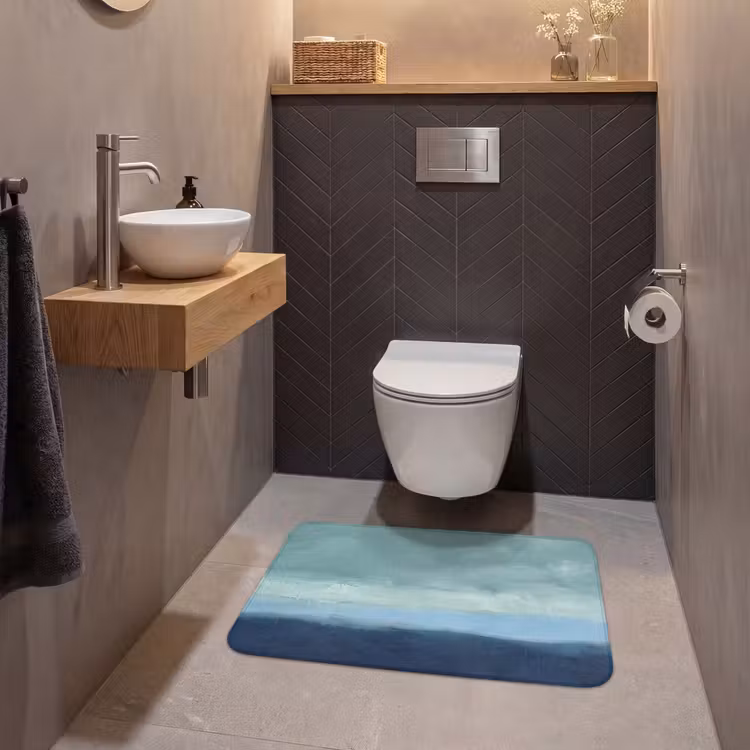 Wc Mat - Abstract - Lagen - Rust - Modern - Blauw — 2