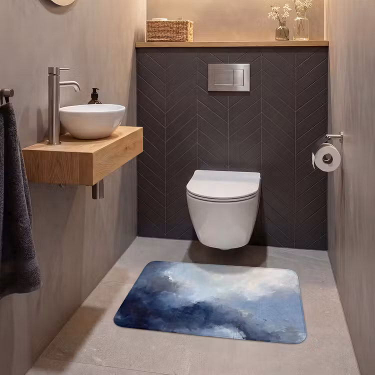 Wc Mat - Abstract - Wolken - Modern - Blauw - Kunst — 2