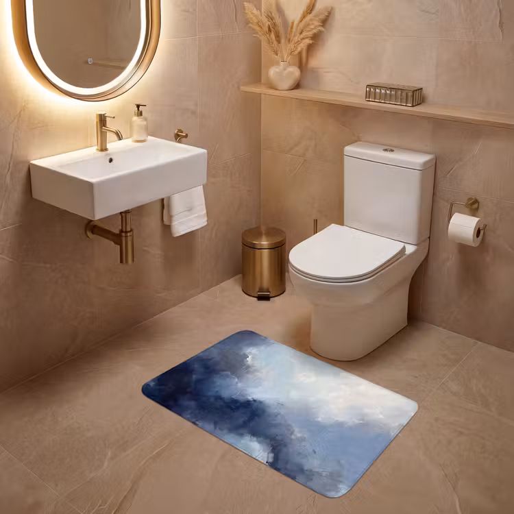 Wc Mat - Abstract - Wolken - Modern - Blauw - Kunst — 4