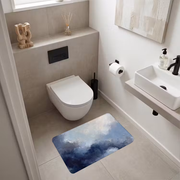 Wc Mat - Abstract - Wolken - Modern - Blauw - Kunst — 6