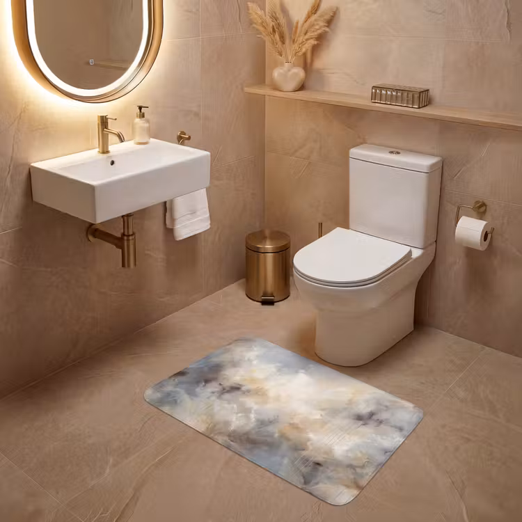Wc Mat - Abstract - Wolken - Sfeervol - Beige - Grijs — 4