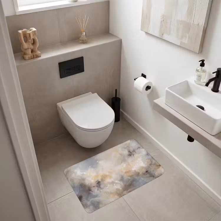 Wc Mat - Abstract - Wolken - Sfeervol - Beige - Grijs — 6