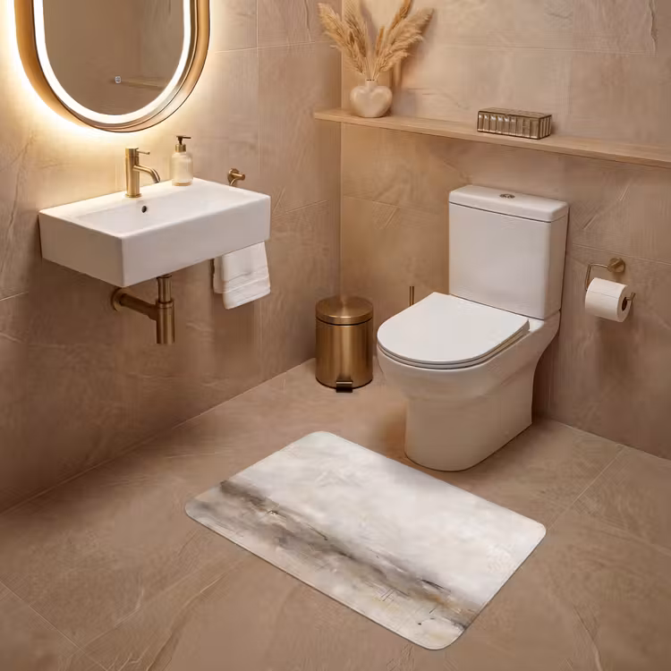 Wc Mat - Abstrakt - Landschap - Modern - Beige - Kunst — 4