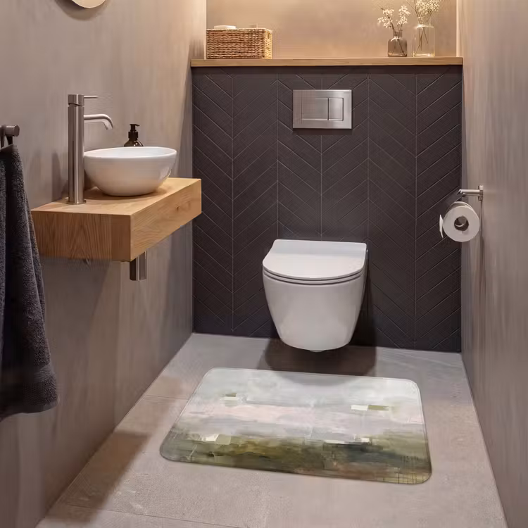 Wc Mat - Abstract - Gelaagd - Kunst - Modern - Grijs-Groen — 2