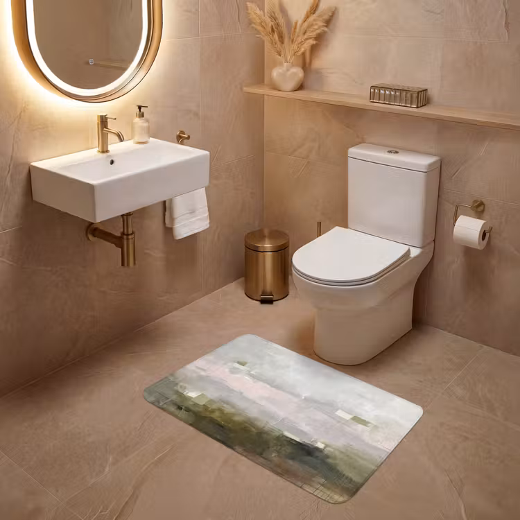 Wc Mat - Abstract - Gelaagd - Kunst - Modern - Grijs-Groen — 4
