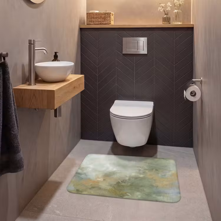 Wc Mat - Abstract - Groen - Beige - Modern - Kunst — 2