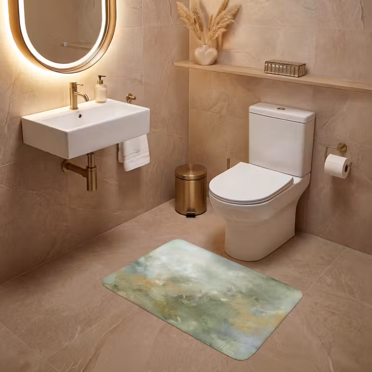 Wc Mat - Abstract - Groen - Beige - Modern - Kunst — 4
