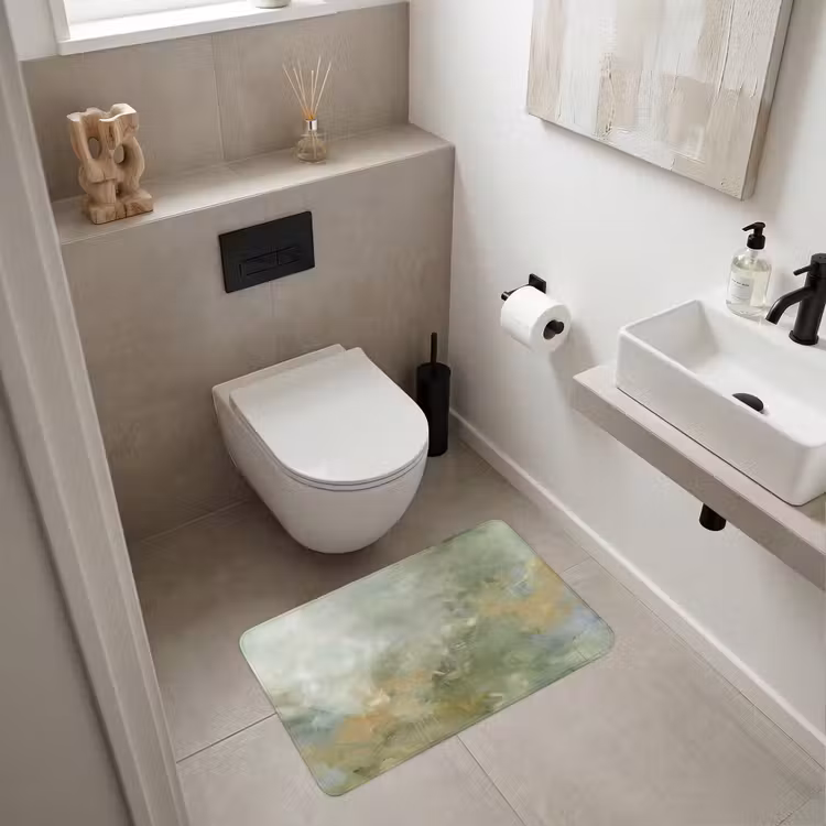 Wc Mat - Abstract - Groen - Beige - Modern - Kunst — 6