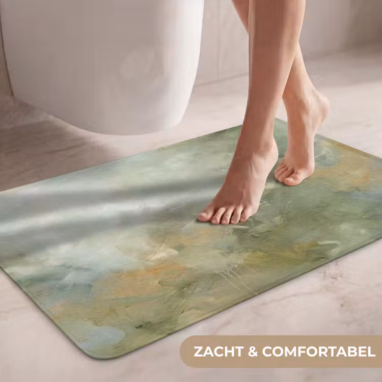 Wc Mat - Abstract - Groen - Beige - Modern - Kunst — 7