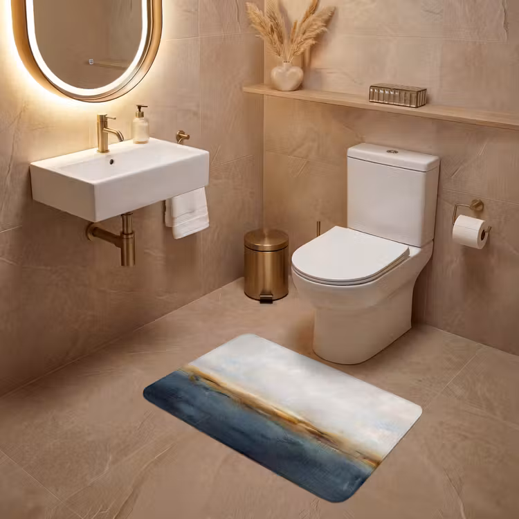 Wc Mat - Abstract - Horizon - Water - Modern - Beige — 4