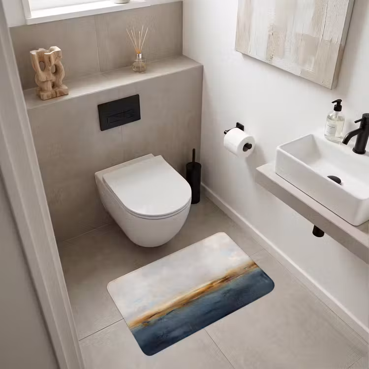 Wc Mat - Abstract - Horizon - Water - Modern - Beige — 6