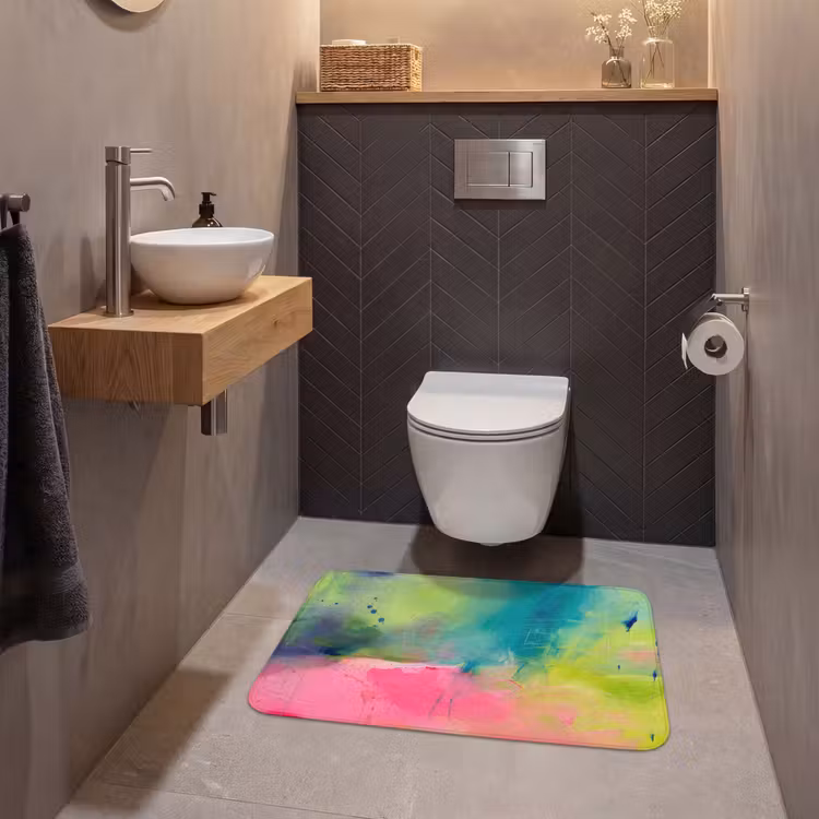 Wc Mat - Abstract - Kleuren - Modern - Groen - Roze — 2