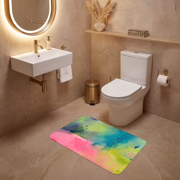 Wc Mat - Abstract - Kleuren - Modern - Groen - Roze — 4