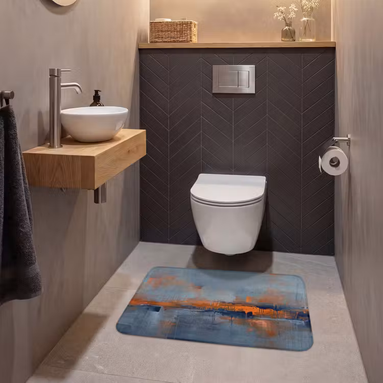 Wc Mat - Abstract - Kleuren - Modern - Oranje - Grijs — 2
