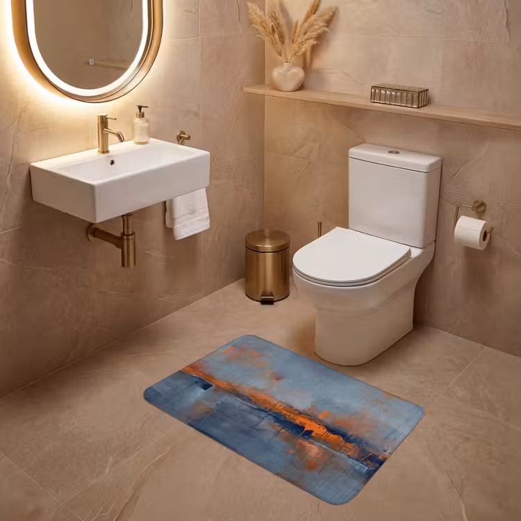 Wc Mat - Abstract - Kleuren - Modern - Oranje - Grijs — 4