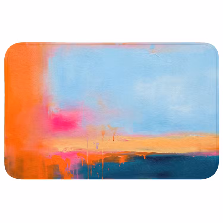 Wc Mat - Abstract - Kleurvlakken - Modern - Oranje - Blauw — 1