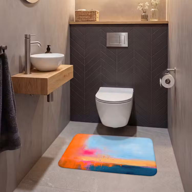 Wc Mat - Abstract - Kleurvlakken - Modern - Oranje - Blauw — 2