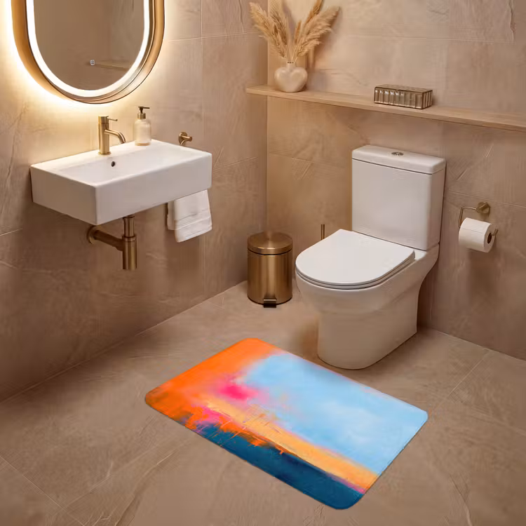 Wc Mat - Abstract - Kleurvlakken - Modern - Oranje - Blauw — 4