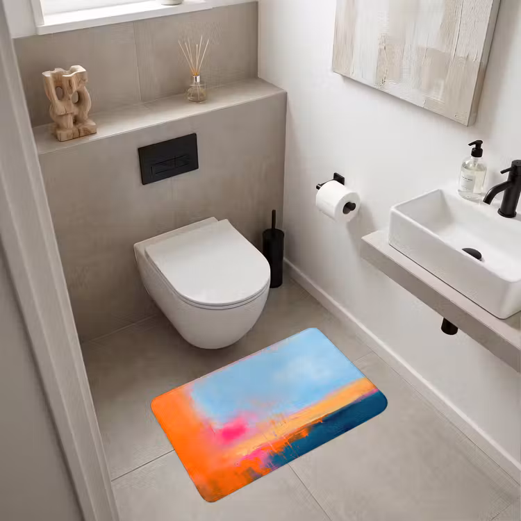 Wc Mat - Abstract - Kleurvlakken - Modern - Oranje - Blauw — 6
