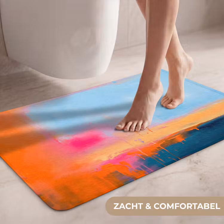 Wc Mat - Abstract - Kleurvlakken - Modern - Oranje - Blauw — 7