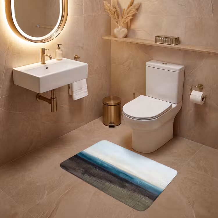 Wc Mat - Abstract - Landschap - Horizon - Blauw - Modern — 4