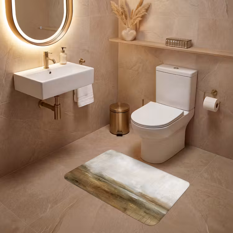 Wc Mat - Abstract - Landschap - Natuur - Beige - Bruin — 4