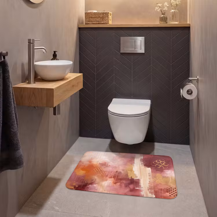 Wc Mat - Abstract - Rood - Goud - Modern - Kunst — 2