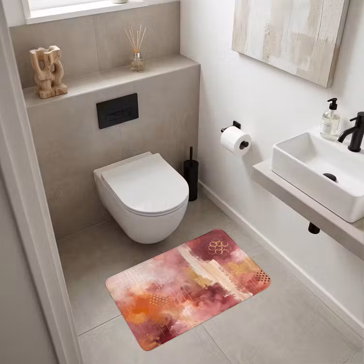 Wc Mat - Abstract - Rood - Goud - Modern - Kunst — 6