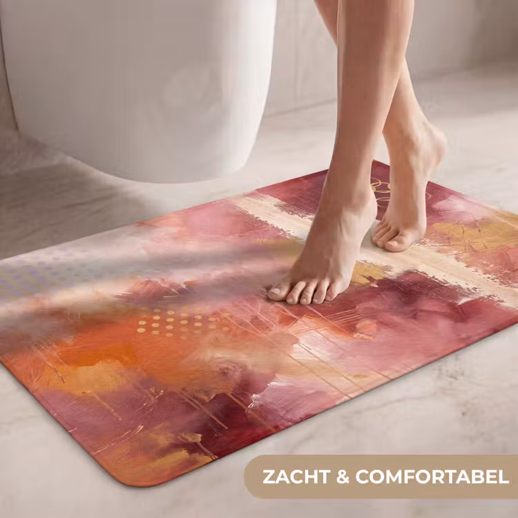 Wc Mat - Abstract - Rood - Goud - Modern - Kunst — 7