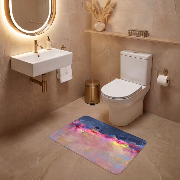 Wc Mat - Abstract - Textuur - Kleuren - Modern - Roze — 4
