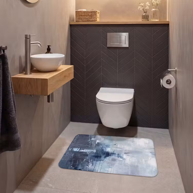 Wc Mat - Abstract - Textuur - Kunst - Modern - Blauw — 2