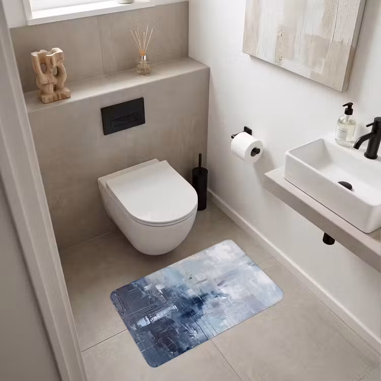 Wc Mat - Abstract - Textuur - Kunst - Modern - Blauw — 6