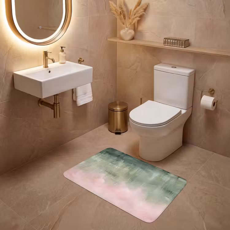 Wc Mat - Kunst - Abstract - Modern - Groen - Roze — 4