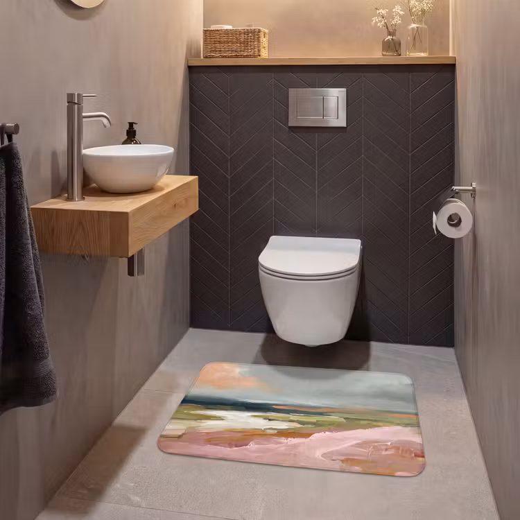 Wc Mat - Landschap - Rivier - Abstract - Roze - Groen — 2